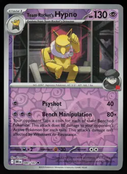 Team Rocket's Hypno 080/182 Uncommon Destined Rivals Pokemon Reverse Holo NM - Image 1