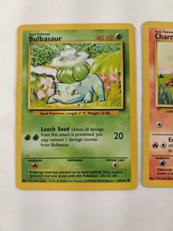 Pokemon Base Set Starters - Bulbasaur Charmander Squirtle - Exact Cards! - Image 2