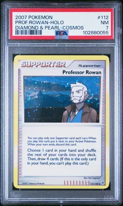 2007 Pokemon Diamond & Pearl Professor Rowan Cosmos Holo 112/130 PSA 7 - Image 1