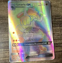 Pokemon TCG Lucario GX Secret Rare Full Art Holo 135/131 SM Forbidden Light 210 - Image 1