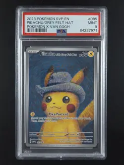2023 Pokemon PIKACHU WITH GREY FELT HAT #085 X Van Gogh Black Star Promo PSA 9 - Image 1