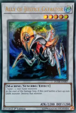 DUDE-EN007 ALLY OF JUSTICE CATASTOR ULTRA RARE 1ST EDITION YuGiOh CARD - Image 1