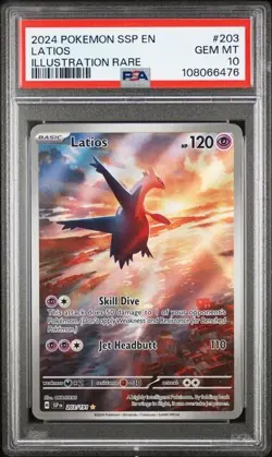 2024 Pokemon Surging Sparks Latios PSA 10 GEM Illustration Rare 203/191 Full Art - Image 1