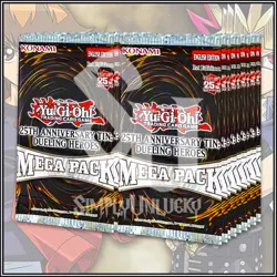 YuGiOh 36x DUELING HEROES 25th Anniversary Tin MEGA PACKS No Promos - Image 1