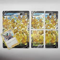 Pokemon Celebrations Pikachu V-Union Set 4 + Jumbo Holo & Professor Burnet Card - Image 1