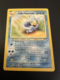 Light Vaporeon 52/105 Neo Destiny Unlimited 2002 Pokemon Card Uncommon NM - Image 1