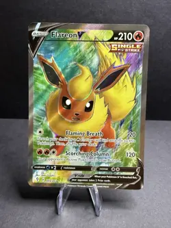 Pokemon TCG Flareon v Evolving Skies Holo Ultra Rare Full Art Card 169/203 - Image 1