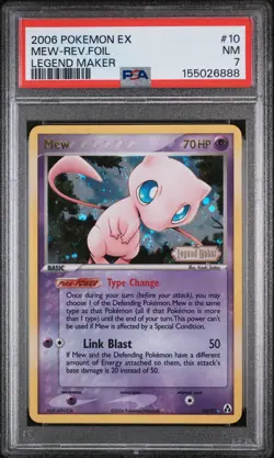 2006 POKEMON EX LEGEND MAKER #10 MEW-REVERSE FOIL PSA 7 - Image 1