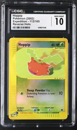 CGC 10 GEM MINT Hoppip 2002 Expedition 112/165 Reverse Holo Pokemon Card - Image 1