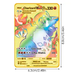 Charizard VMAX Rainbow Gold Metal Pokemon Card Collectible Gift For Kids *# - Image 2