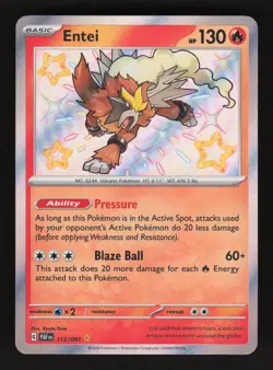 Entei 112/091 Pokemon Paldean Fates Holo Card - Image 1