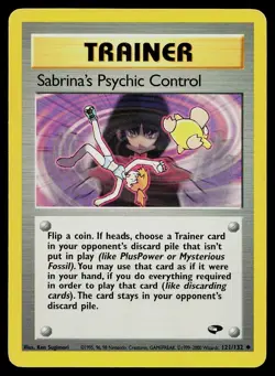 Pokemon Card Gym Challenge Sabrina's Psychic Control 121/132 Uncommon - Image 1