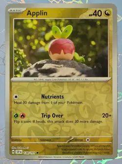Applin 138/191 Pokemon SV08: Surging Sparks Yuka Morii Clay Art Pokemon Card NM+ - Image 1