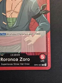Roronoa Zoro RARE PRE-ERRATA DECK CARD LEADER OP01-001 ONE PIECE TCG NM - Image 5