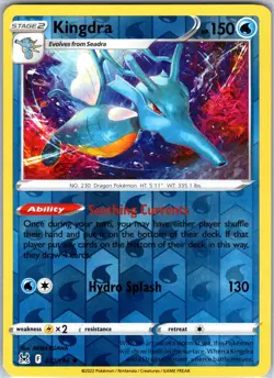 Kingdra 037/196 Holo Rare Reverse Holo Card SWSH11: Lost Origin Pokemon TCG NM - Image 1