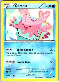 Corsola 29/122 Common Regular Card XY - BREAKpoint Pokemon TCG LP - Image 1