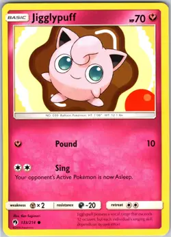 Jigglypuff 133/214 Common Regular Card SM - Lost Thunder Pokemon TCG LP - Image 1