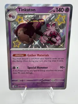 Pokemon TCG Tinkaton Card SV Paldean Fates Shiny 167/091 Holo NM - Image 1