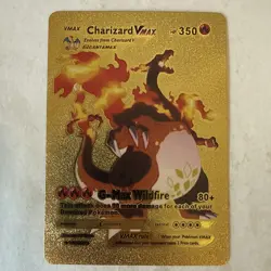 Pokemon Charizard VMAX 350hp Gold Foil Fan Art Collector Card TCG - Image 1