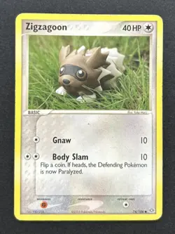 Zigzagoon 74/106 2005 EX Emerald Pokemon Card Yuka Morii Illustrated HP - Image 1