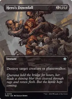 Hero's Downfall (Borderless) FDN 319 English NM - MTG - Image 1