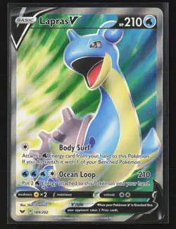 Lapras V 189/202 Ultra Rare Sword & Shield Pokemon NM - Image 1