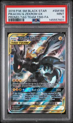 2019 Pokemon SM Black Star Promo Pikachu & Zekrom GX Promo PSA 9 #SM168 - Image 1