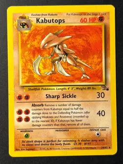 Kabutops 24/62 Fossil - Rare - Pokemon Card WOTC 1999 B HP - Image 1