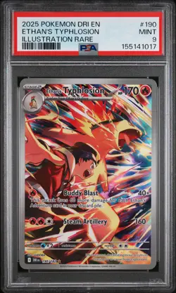 2025 POKEMON DRI EN-DESTINED RIVALS ILLUSTRATION RARE ETHAN'S TYPHLOSION PSA 9 - Image 1