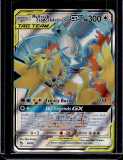 2019 Pokemon SM Hidden Fates Moltres & Zapdos ArticunoTag Team #66/68 - Image 1
