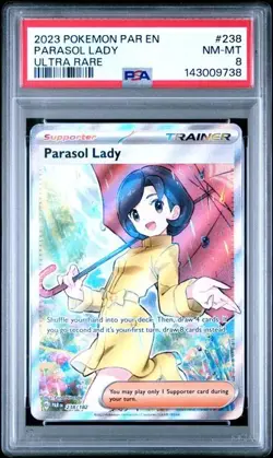 2023 Pokemon Paradox Rift Parasol Lady Ultra Rare PSA 8 238/182 - Image 1
