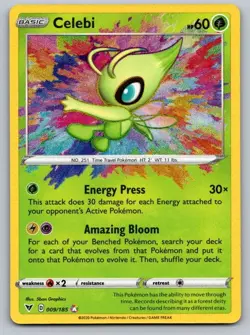 Celebi 009/185 Amazing Rare Vivid Voltage Pokemon Holo Near Mint - Image 1