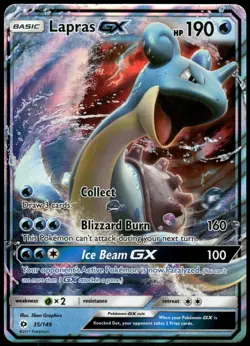 Pokemon Lapras GX Ultra Rare SM Base Set 35/149 NM Holo - Image 1