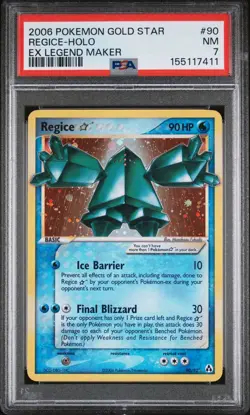 2006 POKEMON EX LEGEND MAKER GOLD STAR #90 REGICE-HOLO PSA 7 - Image 1