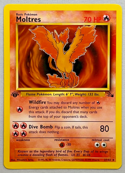Pokemon 1st EDITION Moltres #27/62 - 1999 Fossil Set - LP to NM Condition! - Image 1
