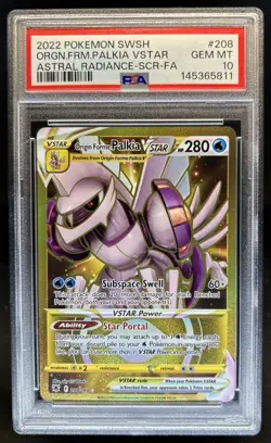 2022 Pokemon SWSH Origin Forme Palkia VSTAR Secret Rare #208/189 PSA 10 GEM MINT - Image 1