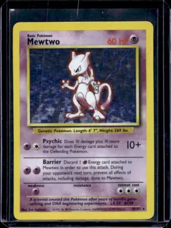 1999 Pokemon Unlimited Mewtwo Rare Holo #10/102 - Image 1
