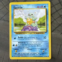 Pokemon TCG Squirtle Base Set 63/102 Regular Unlimited Common NM - Image 1