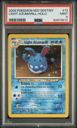 2002 Neo Destiny Light Azumarill Holo #13 PSA 9 Vintage Pokemon - Image 1