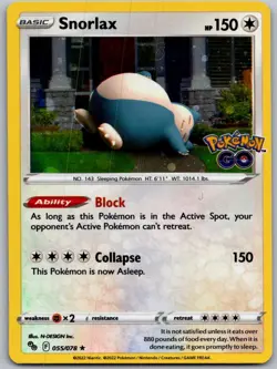 Snorlax 055/078 Holo Rare Pokemon GO Cosmos FOIL SWIRLPokemon Holo Near Mint - Image 1