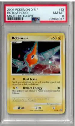 2008 Pokemon DIAMOND & PEARL Majestic Dawn Rotom 13/100 Holo Foil Card PSA 8 - Image 1