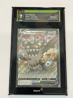 2022 Pokemon Galarian Perrserker V #129/196 Lost Origin SWSH Degree Grade 7 NM - Image 1