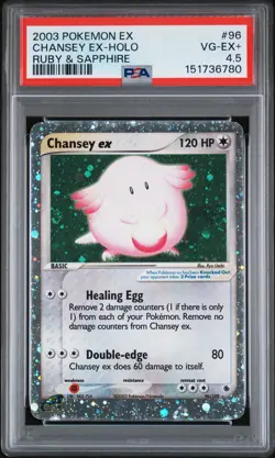 2003 POKEMON EX RUBY & SAPPHIRE #96 CHANSEY EX-HOLO PSA 4.5 POP 1 - Image 1