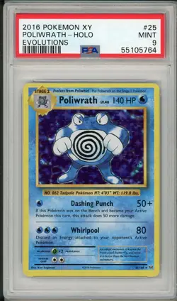 2016 Pokemon XY Evolutions Poliwrath Holo #25 PSA 9 - Image 1