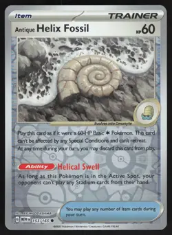 Antique Helix Fossil 153/165 Reverse Holo SV: Scarlet & Violet 151 Pokemon TCG - Image 1