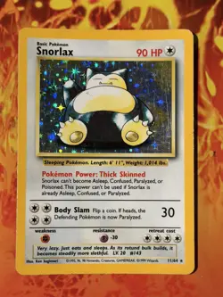 Snorlax 11/64 Rare Holo Pokemon NO SYMBOL ERROR MP - Image 1