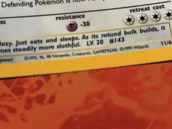 Snorlax 11/64 Rare Holo Pokemon NO SYMBOL ERROR MP - Image 3