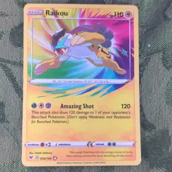 Pokemon TCG Raikou SWSH04 Vivid Voltage Amazing Rare Holo 050/185 110HP - Image 1