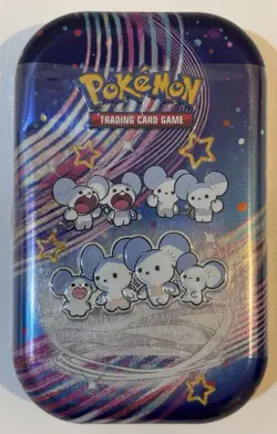 Pokemon TCG Paldean Fates Mini Tin Maushold Sealed Dent on Tin See Photos - Image 1