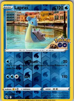 Lapras 023/078 Holo Rare Pokemon GO Pokemon Reverse Holo Near Mint - Image 1
